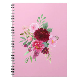Cuaderno Bloc de notas florales de color rosa bonito