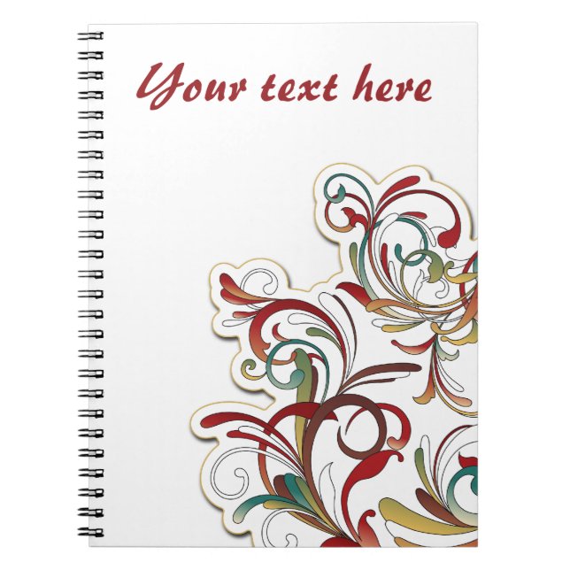Cuaderno Bloc de notas florales de estilo bohemio (Frente)