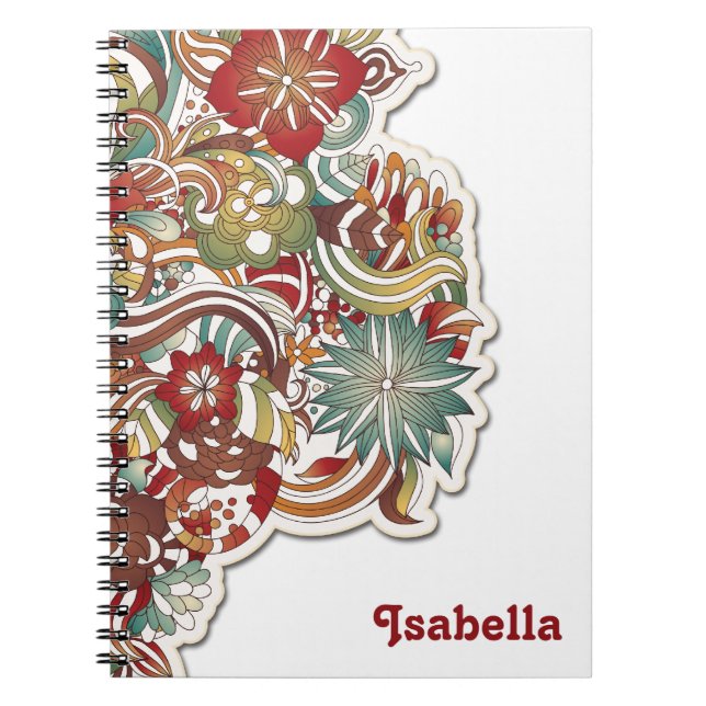 Cuaderno Bloc de notas florales de estilo bohemio (Frente)