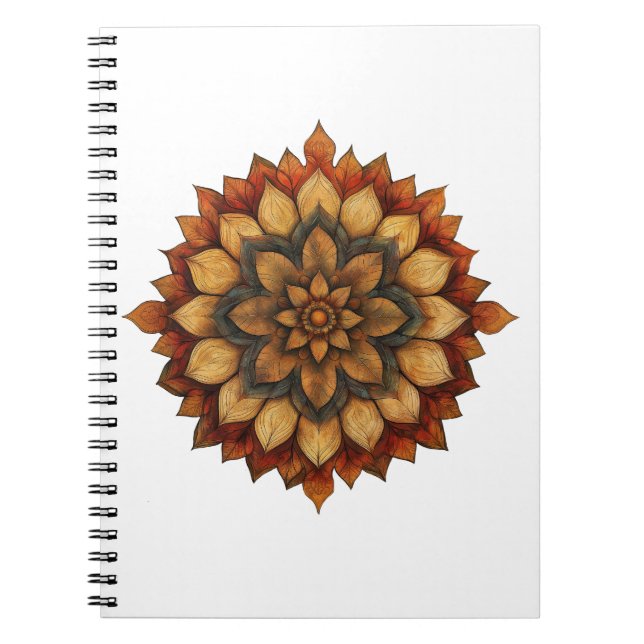 Cuaderno Bloc de notas florales de Mandala de otoño (Frente)