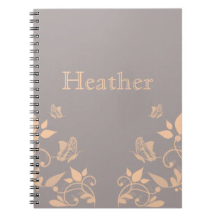 Cuaderno Bloc de notas florales de mariposa coral