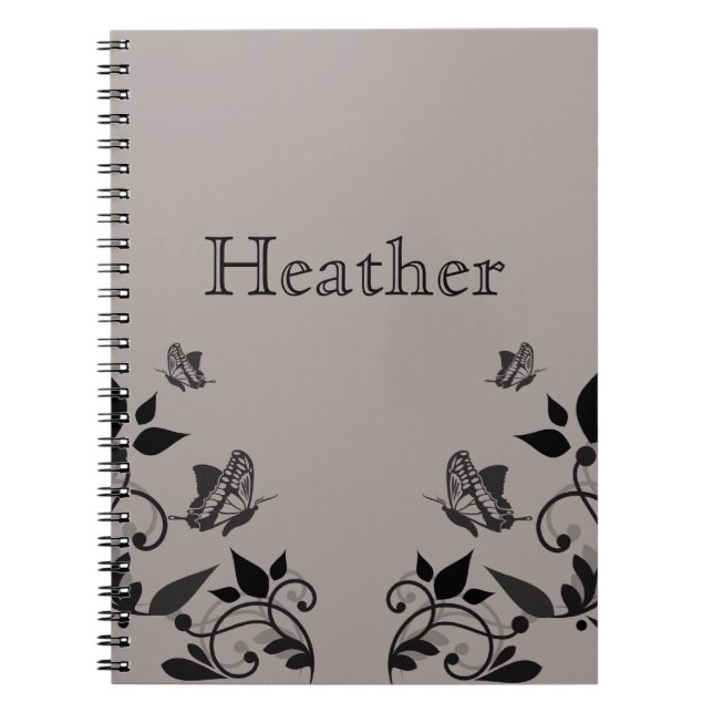 Cuaderno Bloc de notas florales de mariposa embrecida (Frente)