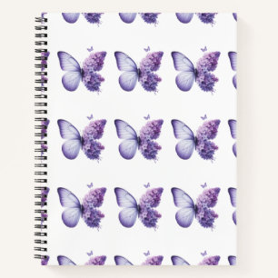 Cuaderno Bloc de notas florales de mariposa morada