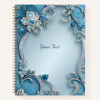 Cuaderno Bloc de notas florales de origen azul