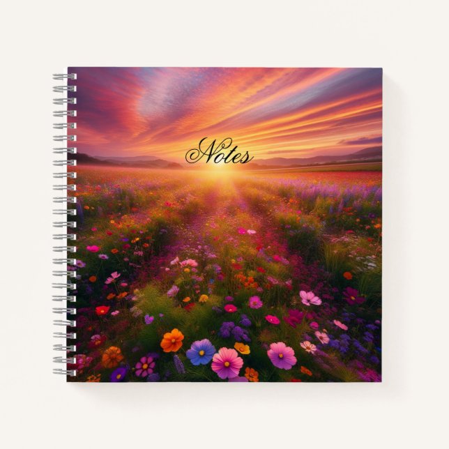 Cuaderno Bloc de notas florales de pradera encantado (Anverso)