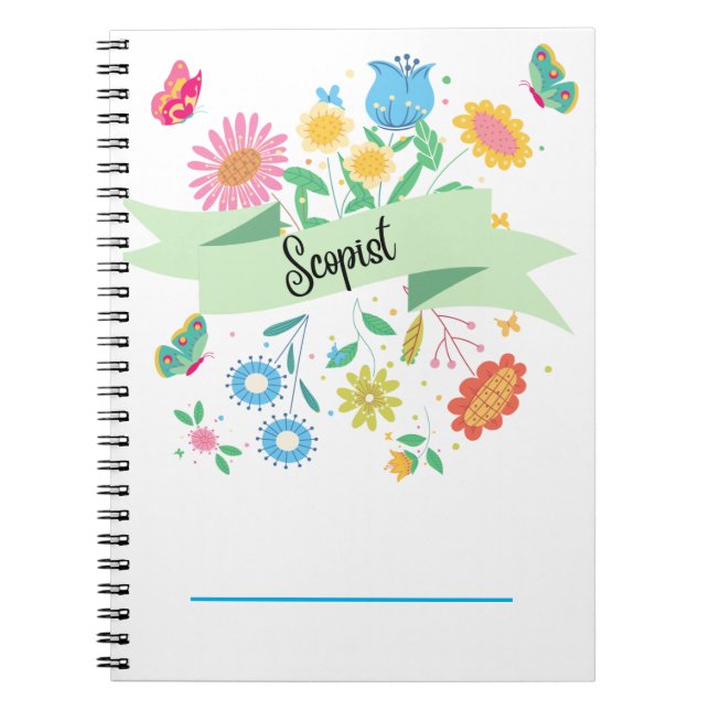 Cuaderno Bloc de notas florales de primavera escopista (Frente)