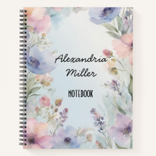 Cuaderno Bloc de notas florales en color de agua dulce past