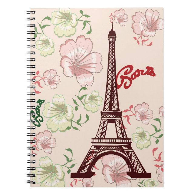 Cuaderno Bloc de notas florales en francés (Frente)