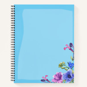 Cuaderno Bloc de notas florales turquesa de bonito - enlaza