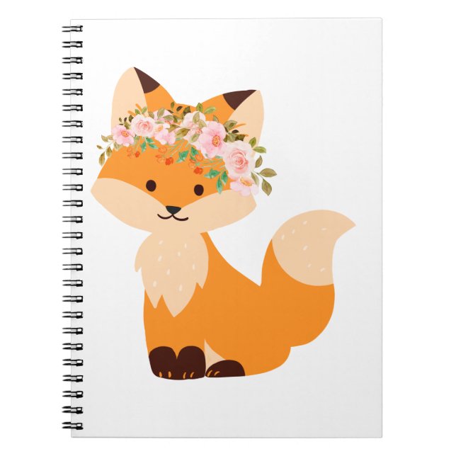 Cuaderno Bloc de notas Fox de flores (Frente)