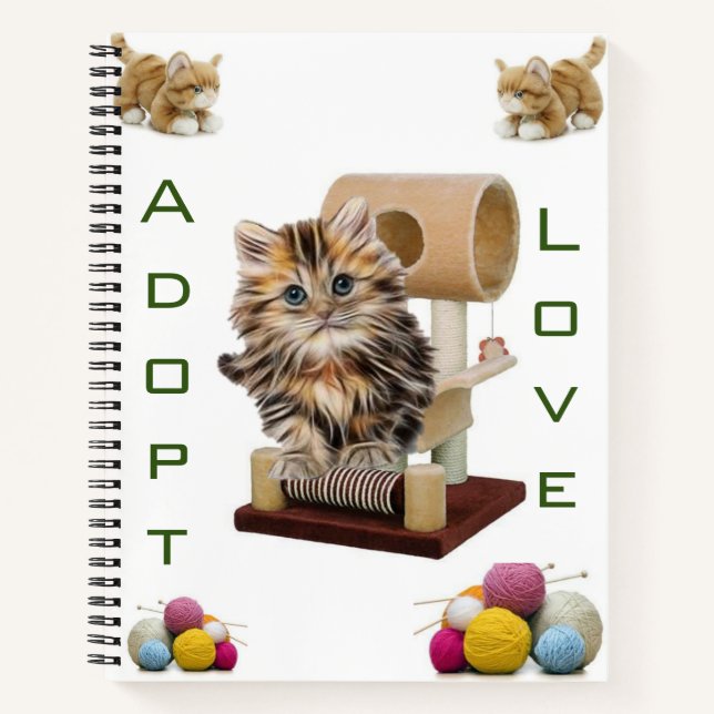 Cuaderno Bloc de notas gatito gatito condo amor adopción (Anverso)