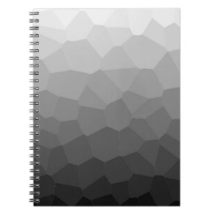 Cuaderno Bloc de notas geométrico de gradiente negro y blan