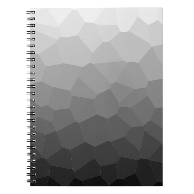 Cuaderno Bloc de notas geométrico de gradiente negro y blan (Frente)
