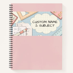 Cuaderno Bloc de notas gráfico de espiral rosada con herram