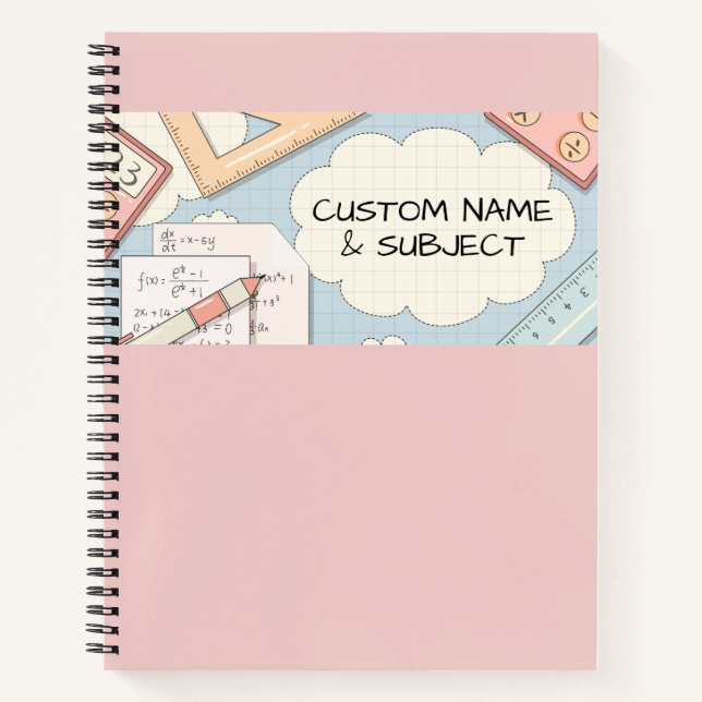 Cuaderno Bloc de notas gráfico de espiral rosada con herram (Anverso)