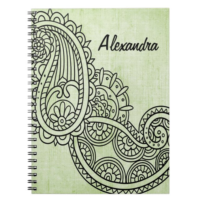 Cuaderno Bloc de notas Green Mehndi Motif (Frente)