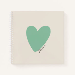 Cuaderno Bloc de notas Green Mint Heart Square