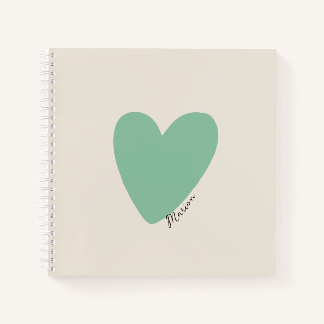 Cuaderno Bloc de notas Green Mint Heart Square (Anverso)