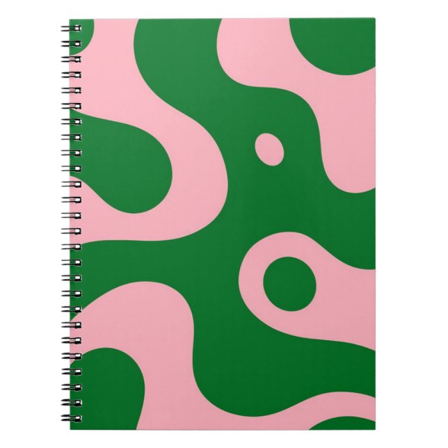 Cuaderno Bloc de notas Groovy en espiral de resumen rosa y  (Frente)
