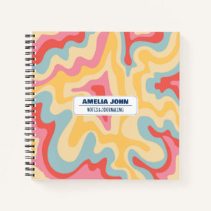 Cuaderno Bloc de notas Groovy Psicodelic Liquid Pastel Nomb