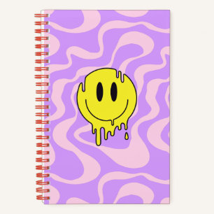 Cuaderno Bloc de notas Groovy Smiley Face   Color púrpura