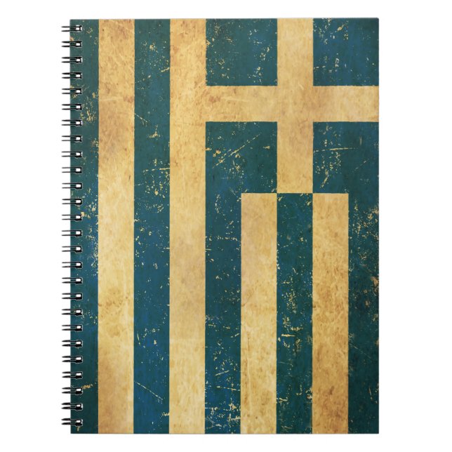 Cuaderno Bloc de notas Grunge con bandera de Grecia (Frente)