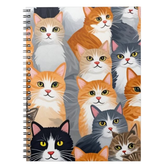 Cuaderno Bloc de notas ilustrado de gatos (Frente)