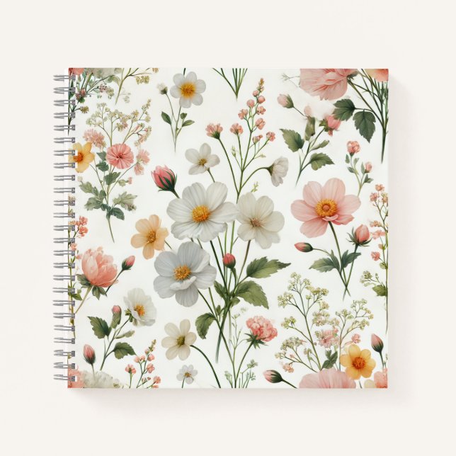 Cuaderno bloc de notas impreso en flor (Anverso)