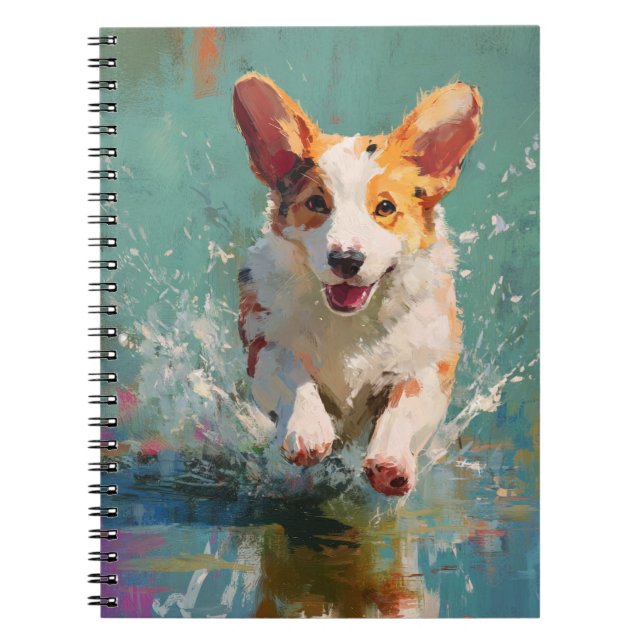 Cuaderno Bloc de notas Joyful Corgi Splash (Frente)