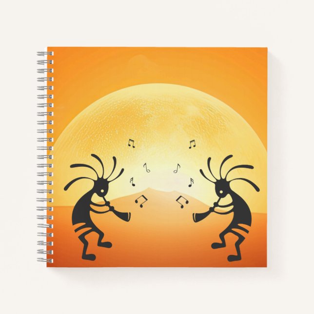 Cuaderno Bloc de notas Kokopelli, nativo americano de Sunse (Anverso)