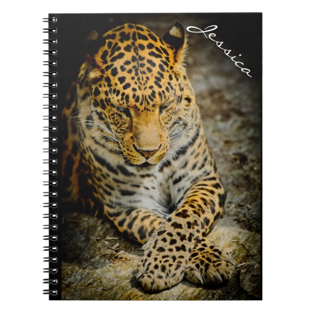 Cuaderno Bloc de notas Leopardo de nivelación personalizado (Frente)