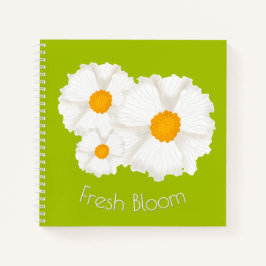 Cuaderno Bloc de notas Lime Green White Floral