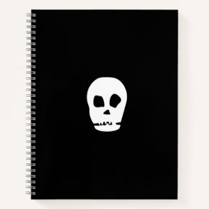 Cuaderno Bloc de notas mínimo de cráneo negro