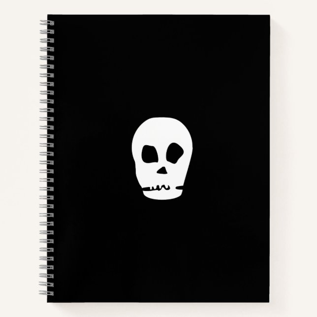 Cuaderno Bloc de notas mínimo de cráneo negro (Anverso)