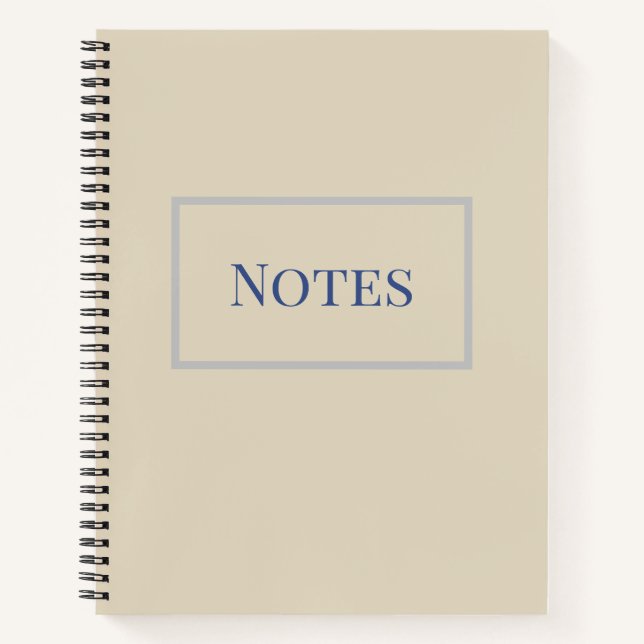 Cuaderno Bloc de notas mínimo de crema y azul (Anverso)