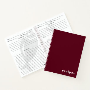 Cuaderno Bloc de notas minimo de vino de Borgoña y "recetas