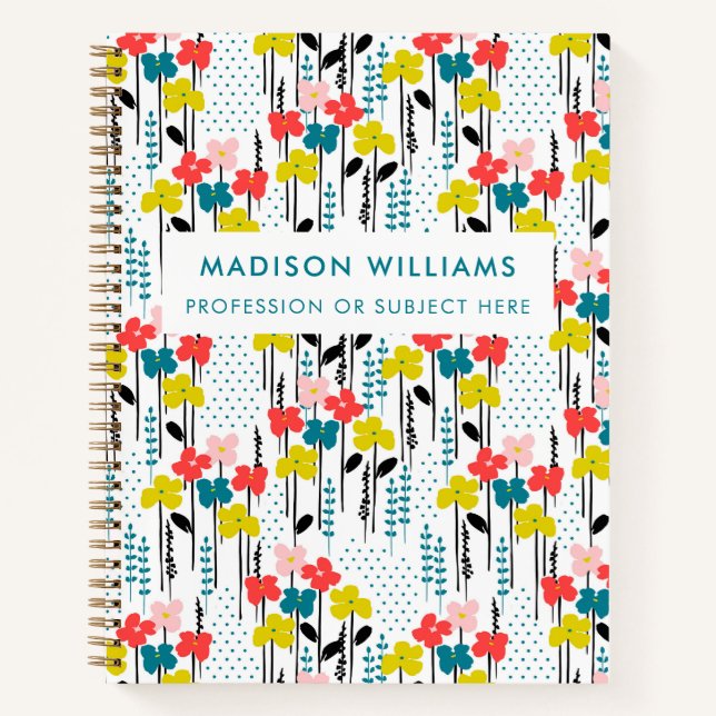 Cuaderno Bloc de notas minimo moderno de flores (Anverso)