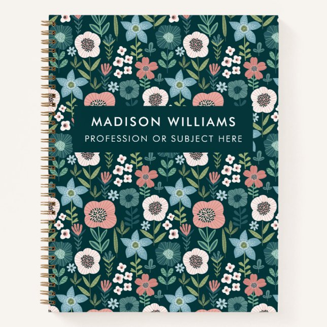 Cuaderno Bloc de notas minimo moderno de flores (Anverso)