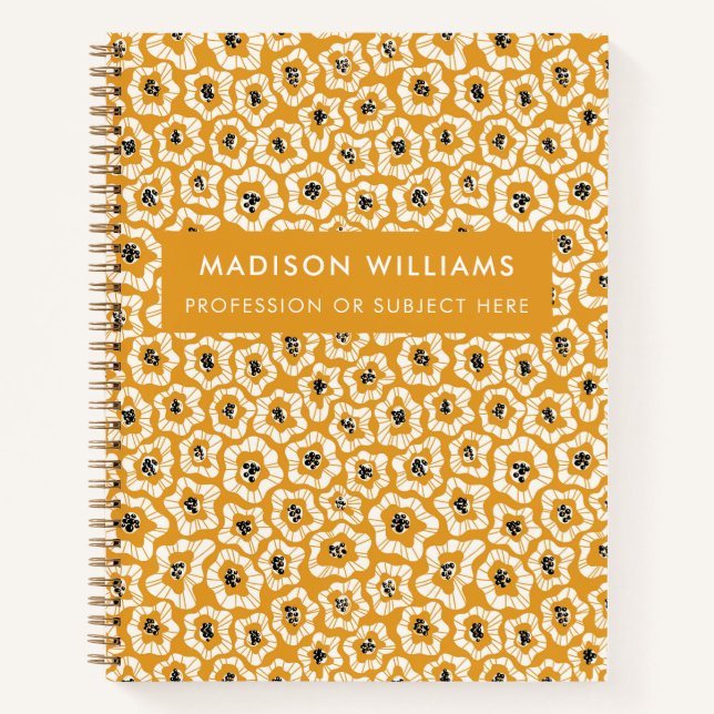 Cuaderno Bloc de notas minimo moderno de flores (Anverso)