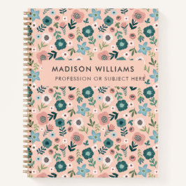 Cuaderno Bloc de notas minimo moderno de flores