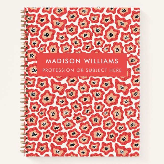 Cuaderno Bloc de notas minimo moderno de flores (Anverso)