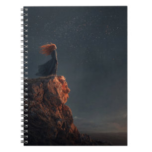 Cuaderno Bloc de notas místico de cielo nocturno - Mujer al