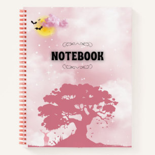 Cuaderno Bloc de notas místico sobre bosques rosados
