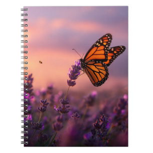 Cuaderno Bloc de notas Monarch Butterfly Lavender Sunset