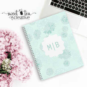 Cuaderno Bloc de notas monograma elegante verde