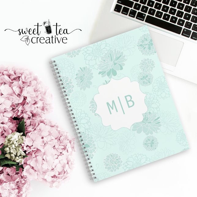 Cuaderno Bloc de notas monograma elegante verde (Subido por el creador)