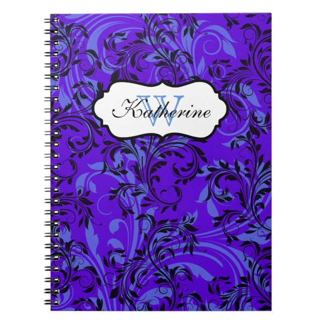 Cuaderno Bloc de notas Monogramado Morado Azul Negro (Frente)