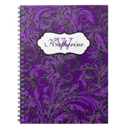 Cuaderno Bloc de notas Monogramado Morado Negro Blanco Scro
