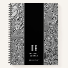 Cuaderno Bloc de notas monogramado plateado metálico para e
