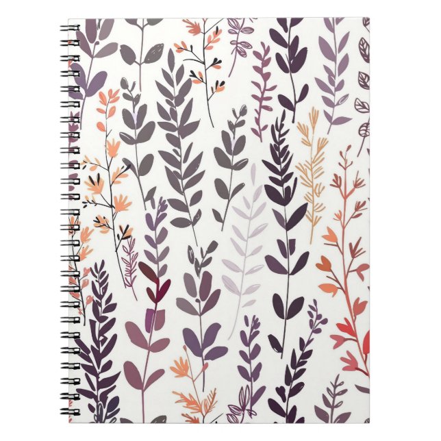 Cuaderno Bloc de notas morado con motivos florales (Frente)